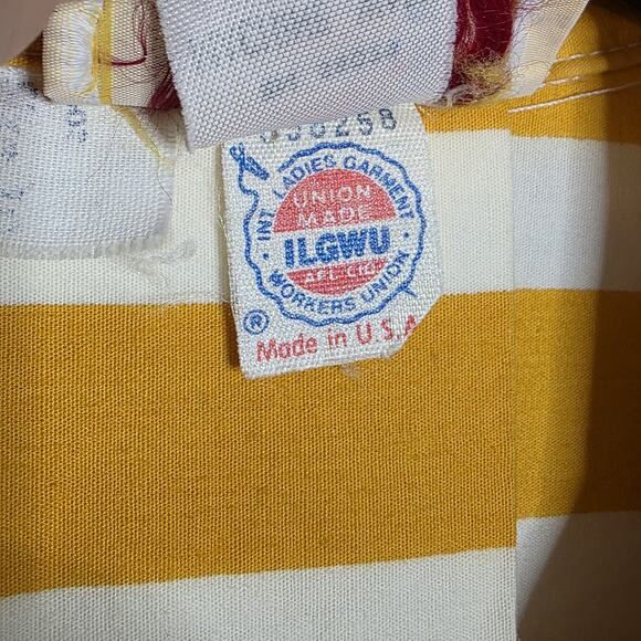 VTG 80s Katie MFG Mustard Stripe Dolman Pocket Dress ILGWU USA, sz Medium - Picture 9 of 9